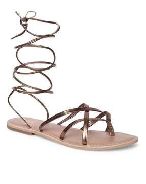 women criss-cross strap toe-ring lace-up gladiators