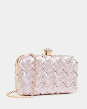 women crisscross braided clutch bag with chain strap