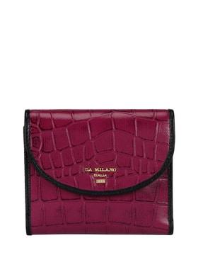 women croc-embossed bi-fold wallet