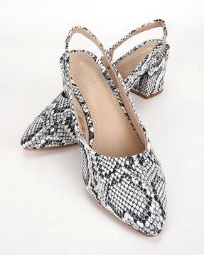 women croc-embossed chunky heeled sandals