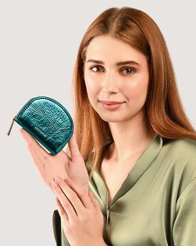 women croc embossed coin pouch