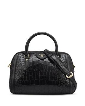 women croc-embossed genuine leather satchel