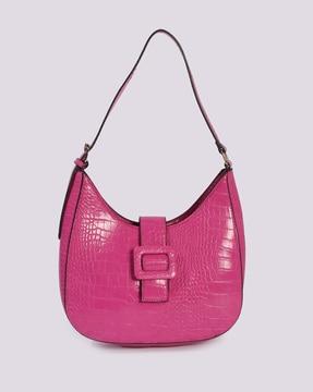 women croc-embossed hobo bag