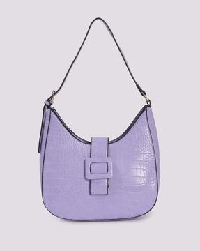 women croc-embossed hobo bag