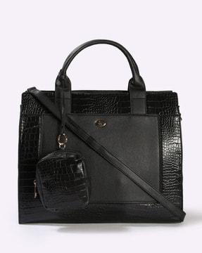 women croc-embossed satchel bag