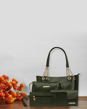 women croc-embossed shouder bag with half-chain strap