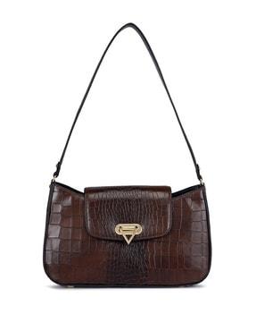 women croc-embossed shoulder bag