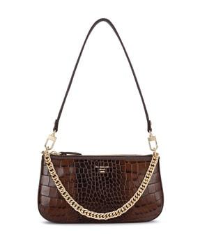 women croc-embossed shoulder bag