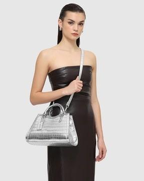 women croc-embossed shoulder bag