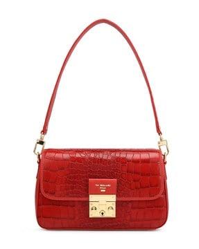 women croc-embossed shoulder bag