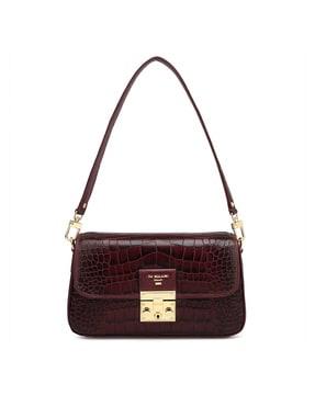 women croc-embossed shoulder bag