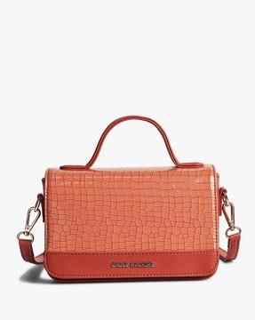 women croc-embossed sling bag with detachable strap