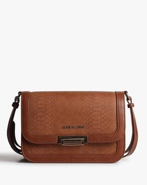 women croc-embossed sling bag with detachable strap