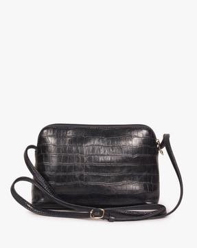 women croc-embossed sling bag