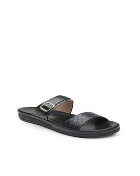 women croc embossed slip-on flat sandals