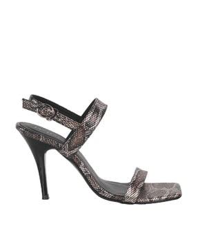 women croc-embossed stilettos with buckle closure