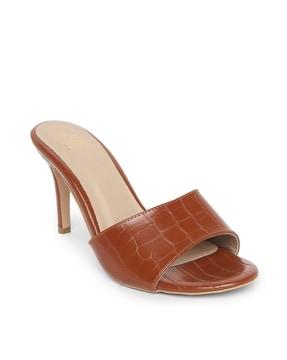 women croc-embossed stilettos