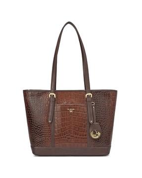 women croc-embossed tote bag with detachable straps