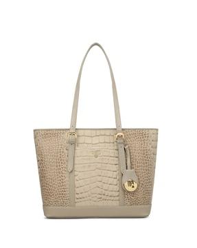 women croc-embossed tote bag with detachable straps
