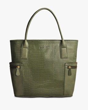 women croc-embossed tote bag
