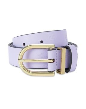 women croc pattern belt with tang-buckle closure