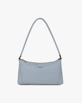 women croc pattern handbag with zip closure