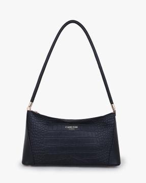 women croc pattern handbag with zip closure