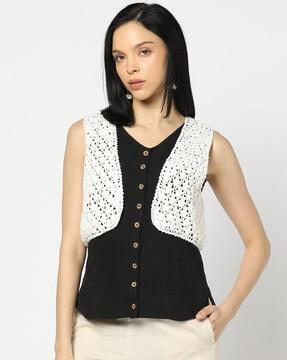 women crochet crop jacket