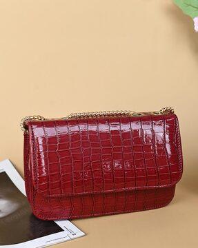 women crocs pattern shoulder handbag with chain