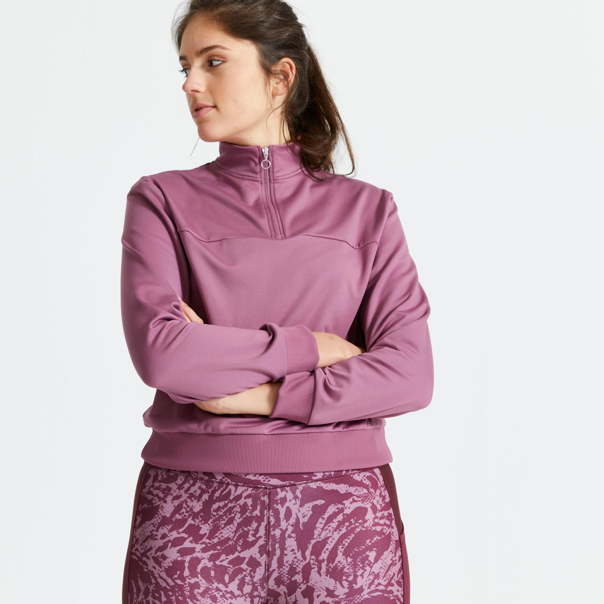 women cropped long-sleeved fitness cardio sweatshirt - purple