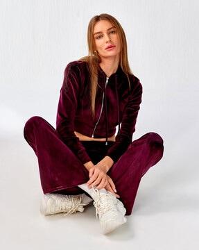 women cropped velour jacket