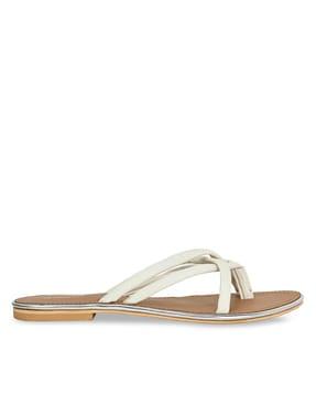 women cross-strap slip-on flat sandals