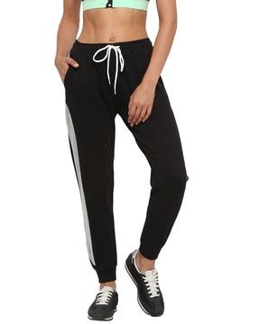 women cuffed joggers with contrast taping