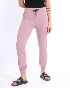 women cuffed joggers with elasticated drawstring waist