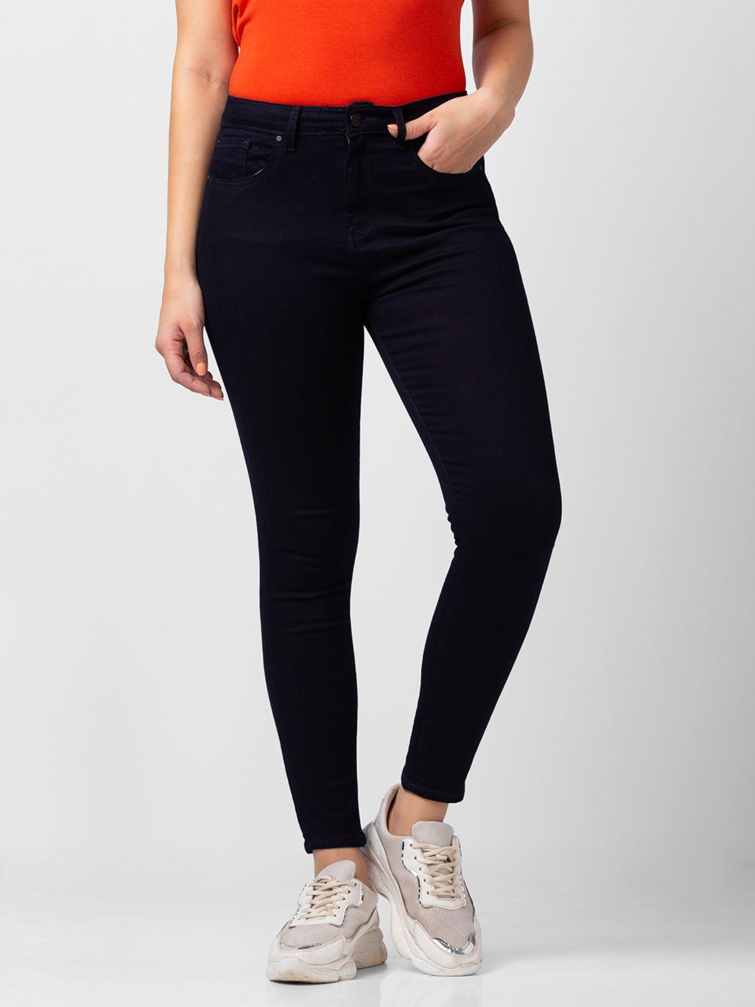 women dark blue lycra super skinny fit ankle length jeans (alexa)