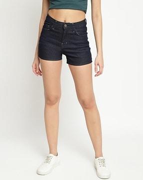 women denim shorts with 5-pocket styling