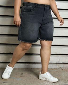 women denim shorts with 5-pocket styling