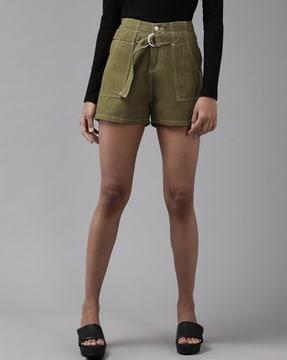 women denim shorts with belt