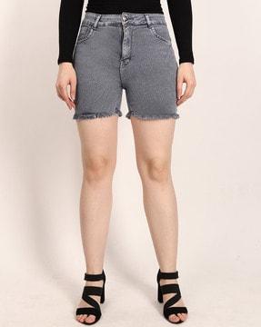 women denim shorts with button closure