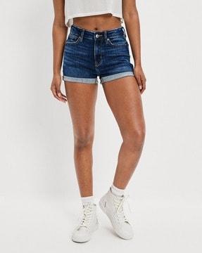 women denim shorts with insert pockets