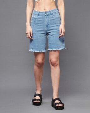 women denim shorts with insert pockets