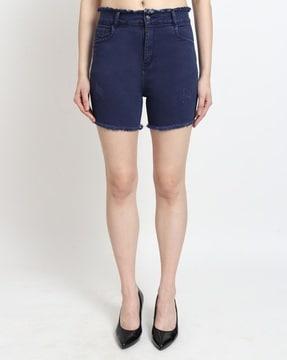 women denim shorts with insert pockets