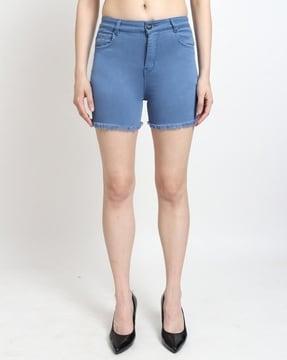 women denim shorts with insert pockets