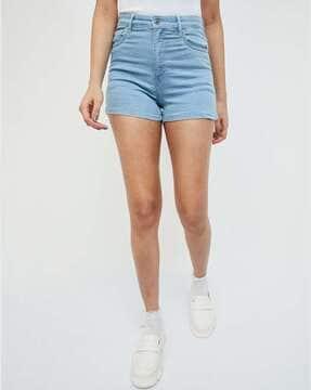 women denim shorts with insert pockets