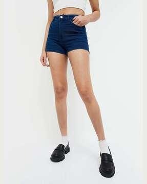 women denim shorts with insert pockets