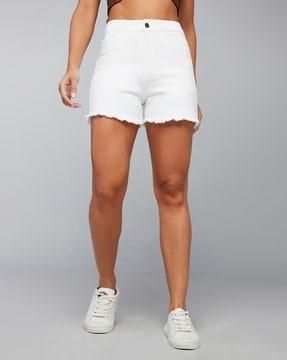 women denim shorts with insert pockets