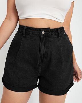 women denim shorts with insert pockets