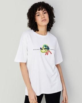 women donald duck print regular fit round-neck t-shirt