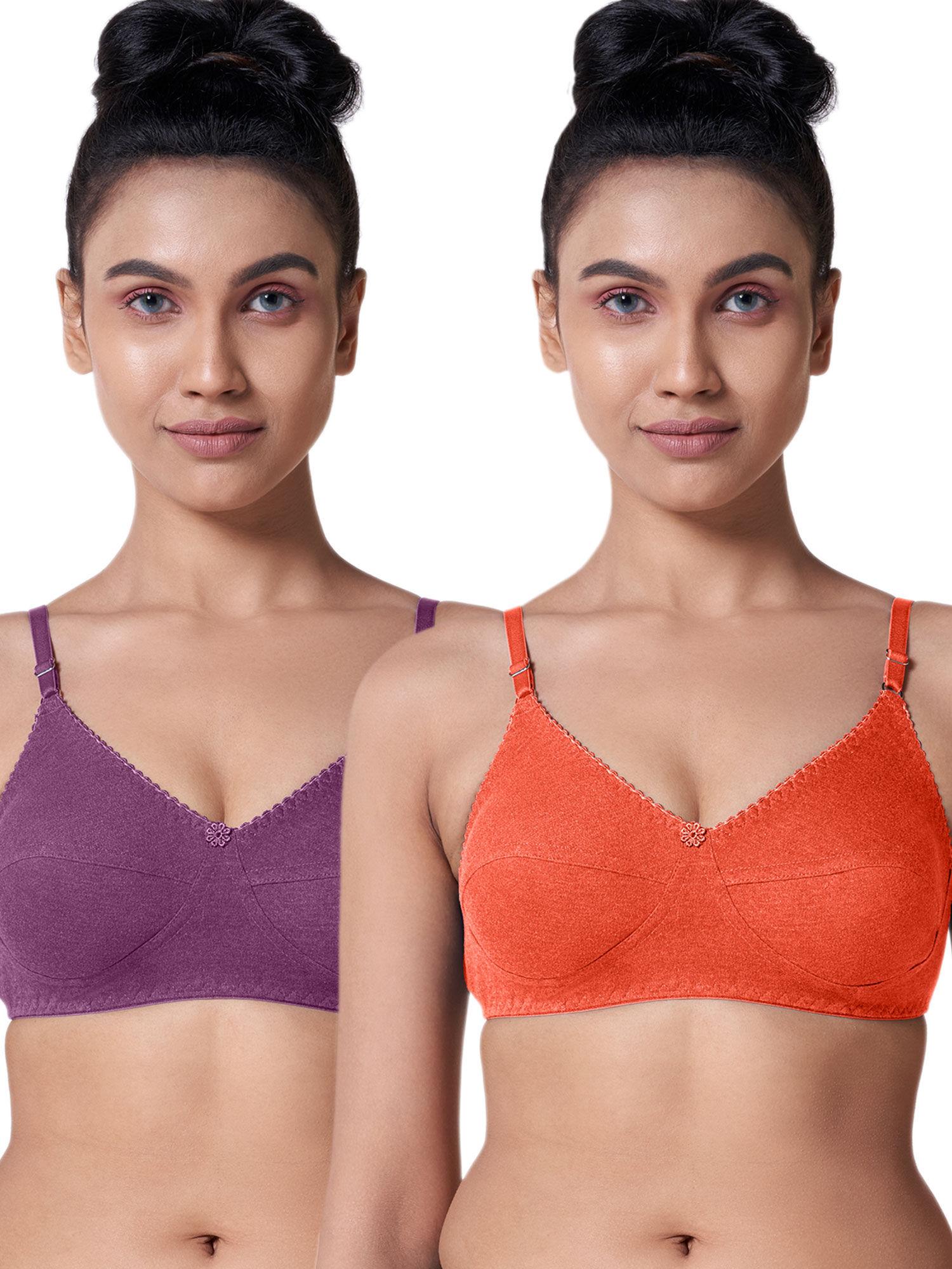 women double paneled cup non padded bra pack of 2 - multi-color