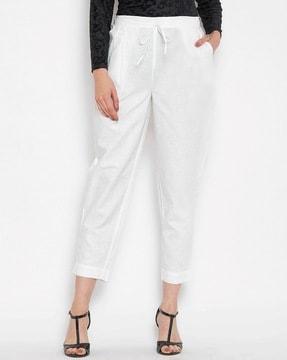 women double-pleated relaxed fit trousers